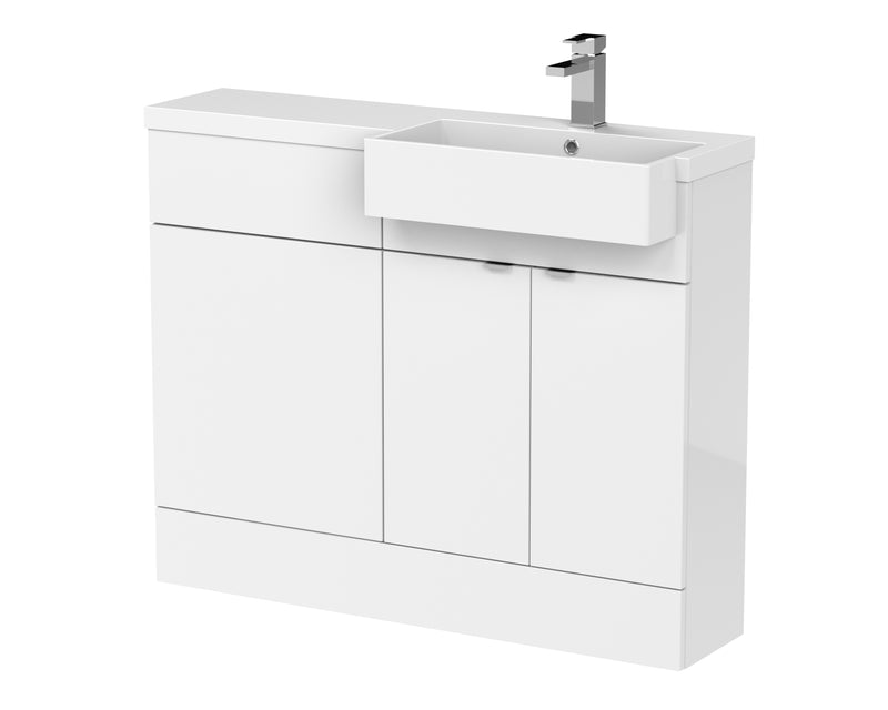 1100mm Combination Unit & Right Hand Semi Recessed Basin Hudson Reed