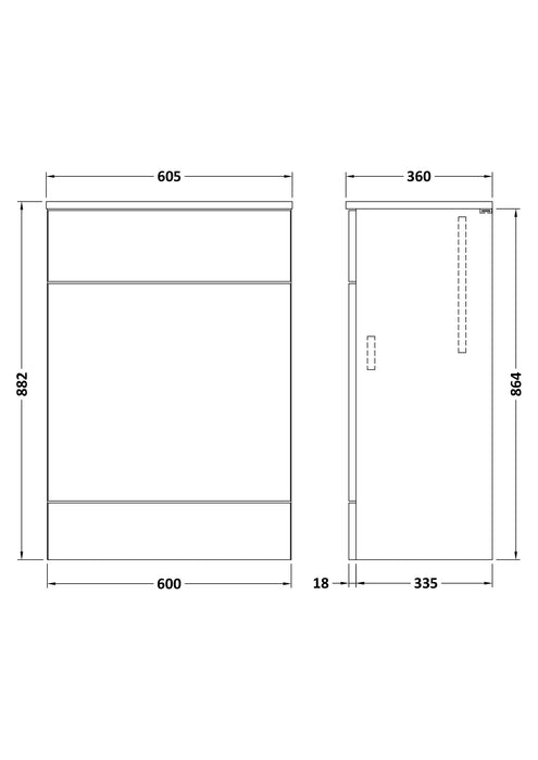 Fusion 600mm WC Unit (355mm Deep)