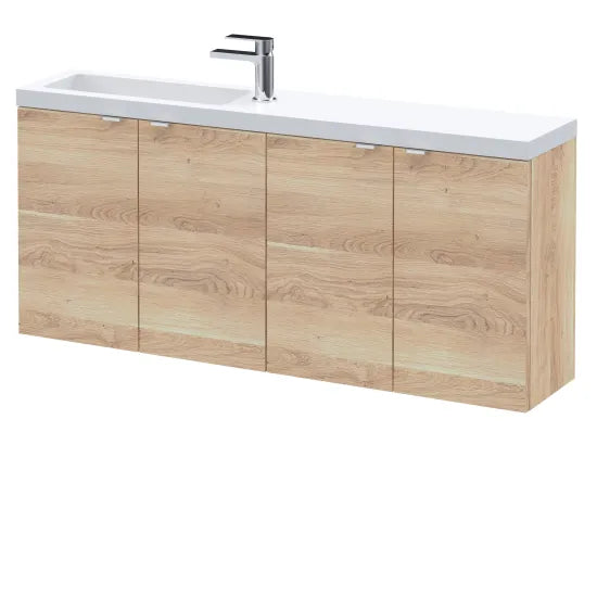 1200mm Bleached Oak Hudson Reed Wall Hung Vanity - Basin 1TH (Vanity, Basin, or Set)