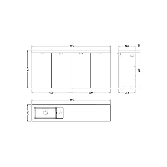 1200mm Bleached Oak Hudson Reed Wall Hung Vanity - Basin 1TH (Vanity, Basin, or Set)