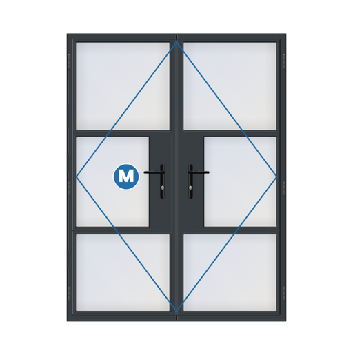 Classic Heritage aluminium French doors in Anthracite Grey, viewed from outside