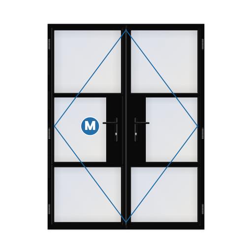 Classic Heritage aluminium French doors in Jet Black, viewed from outside