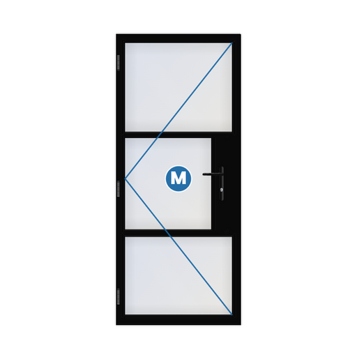 Classic Heritage aluminium single door in Jet Black, hinged on the left, viewed from outside