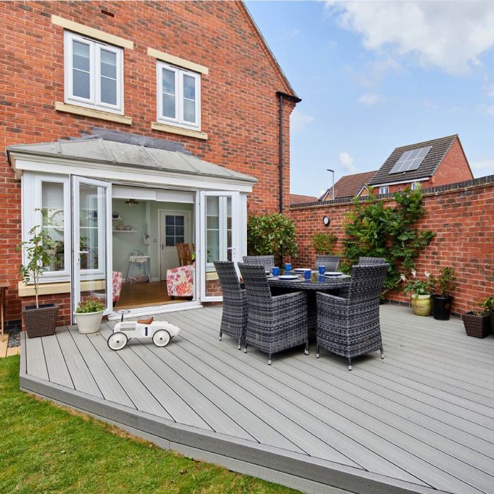 Salt Lake Silver Composite Dual Sided Decking Board 145mm (3.66m Length)