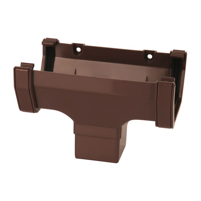 Brown Square Guttering Running Outlet 114mm