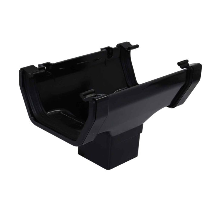 Black Square Guttering Running Outlet 114mm