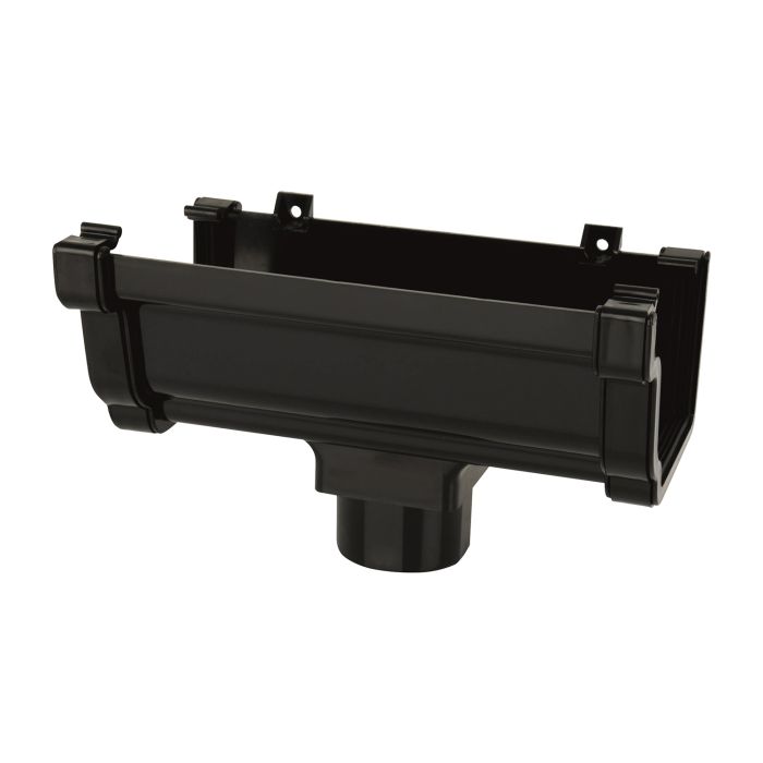 Black Ogee Guttering Running Outlet 135mm