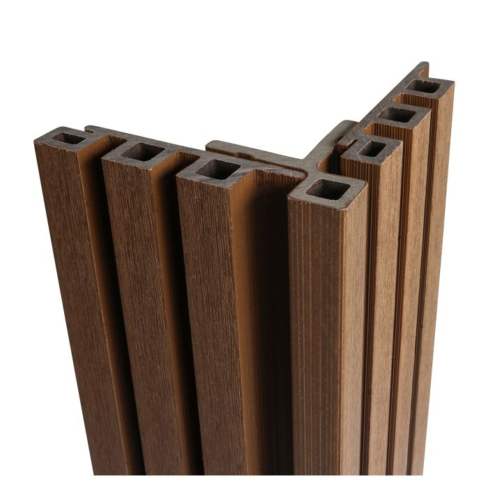 Spiced Oak Slatted Composite Cladding Corner Trim 78mm (3.6m Length)