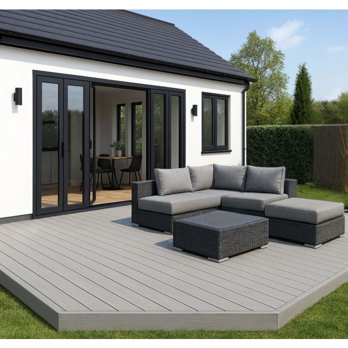 Salt Lake Silver Composite Dual Sided Decking Board 145mm (3.66m Length)