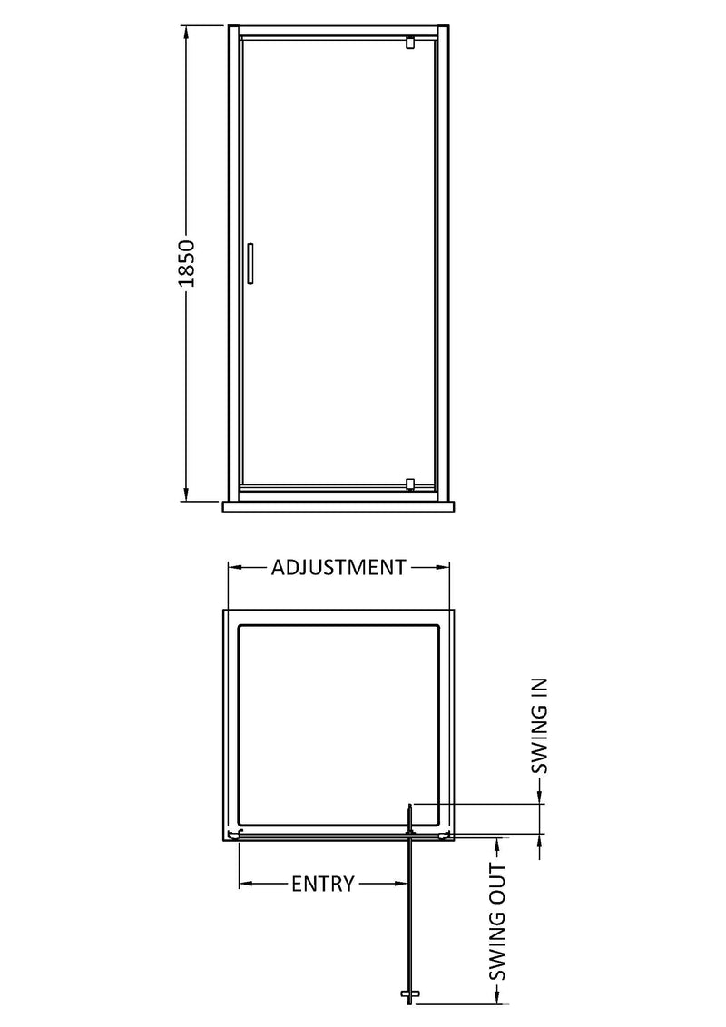 Pivot Shower Door 1850 x 760mm