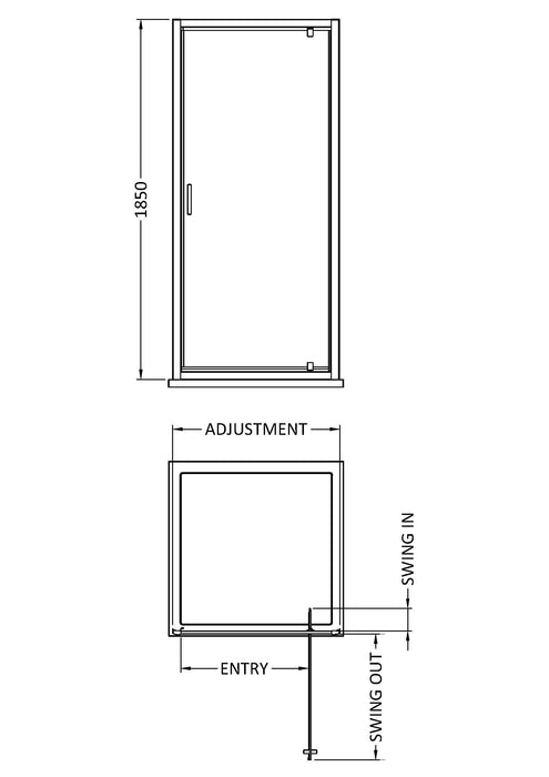 Pivot Shower Door 1850 x 760mm