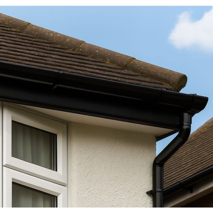 Black Half Round Gutter 112mm (4m Length)