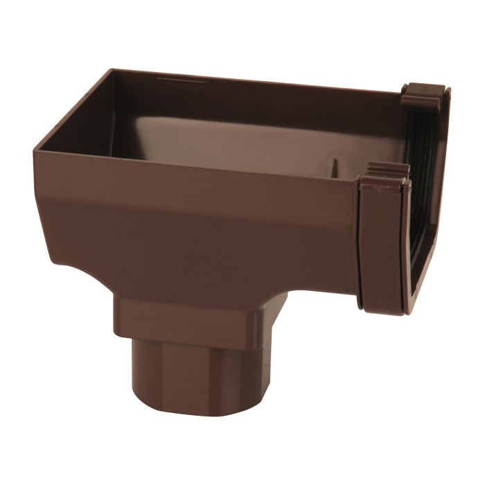 Brown Square Guttering Stop-end Outlet 114mm