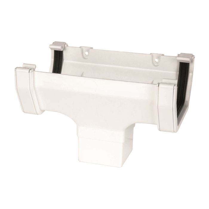 White Square Guttering Running Outlet 114mm