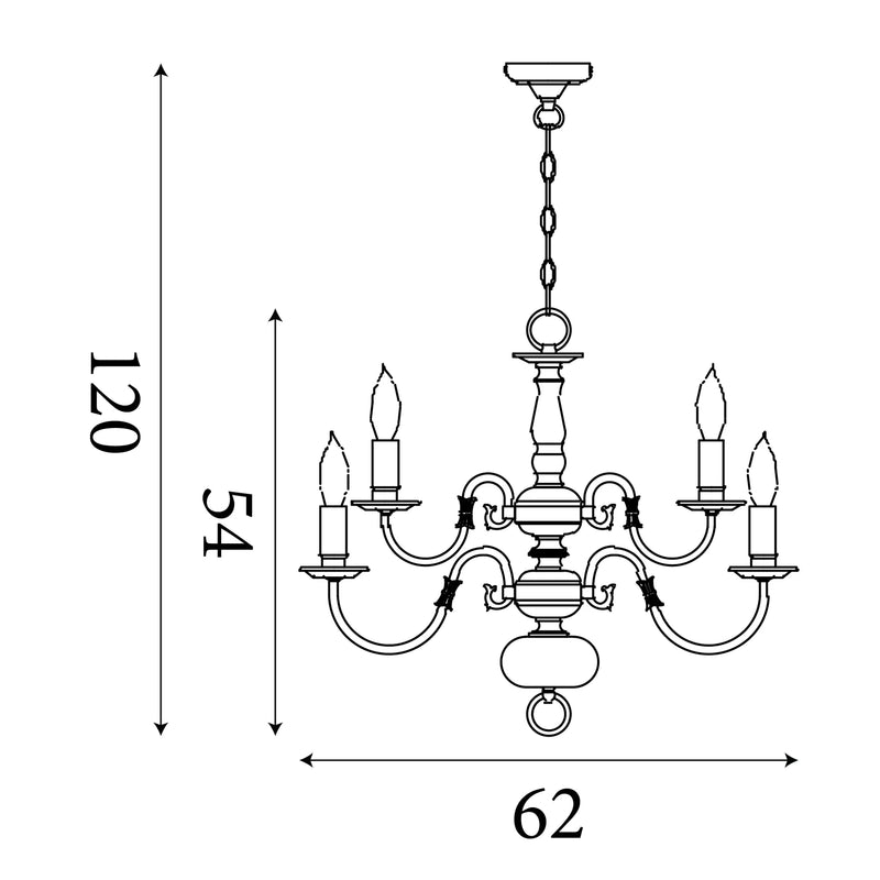 Flemish 12Lt Pendant - Solid Brass Metal