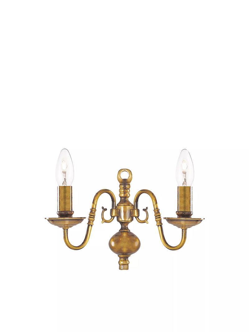 Flemish 2Lt Wall Light - Solid Brass Metal