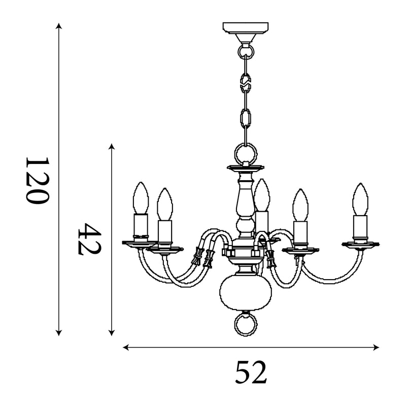 Flemish 5Lt Pendant - Solid Brass Metal