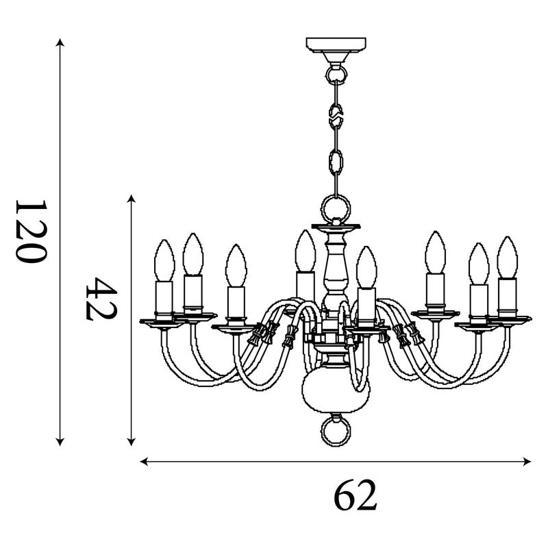 Flemish 8Lt Pendant - Solid Brass Metal