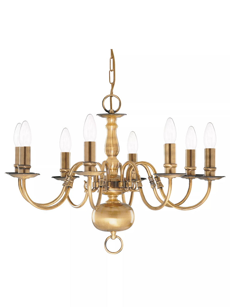 Flemish 8Lt Pendant - Solid Brass Metal