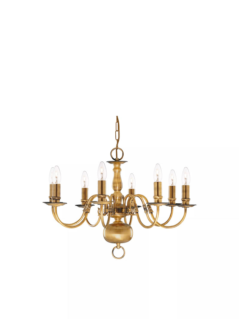 Flemish 8Lt Pendant - Solid Brass Metal