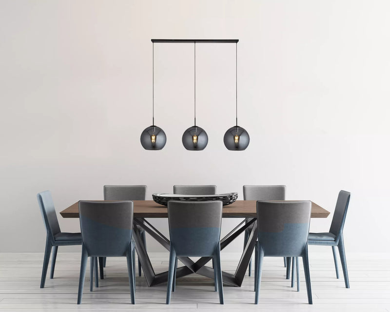 Amsterdam 3Lt Bar Pendant - Black Metal & Smoked Glass