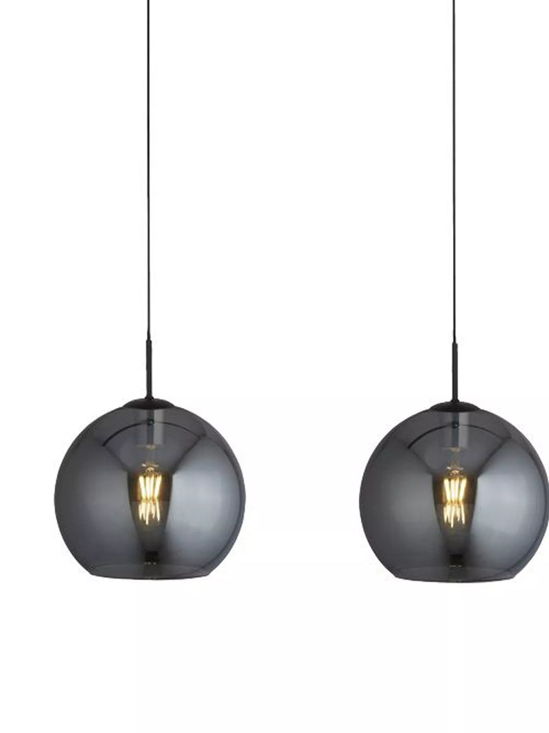Amsterdam 3Lt Bar Pendant - Black Metal & Smoked Glass