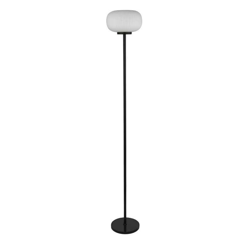 Lumina Floor Lamp - Black Metal & Opal Ribbed Glass