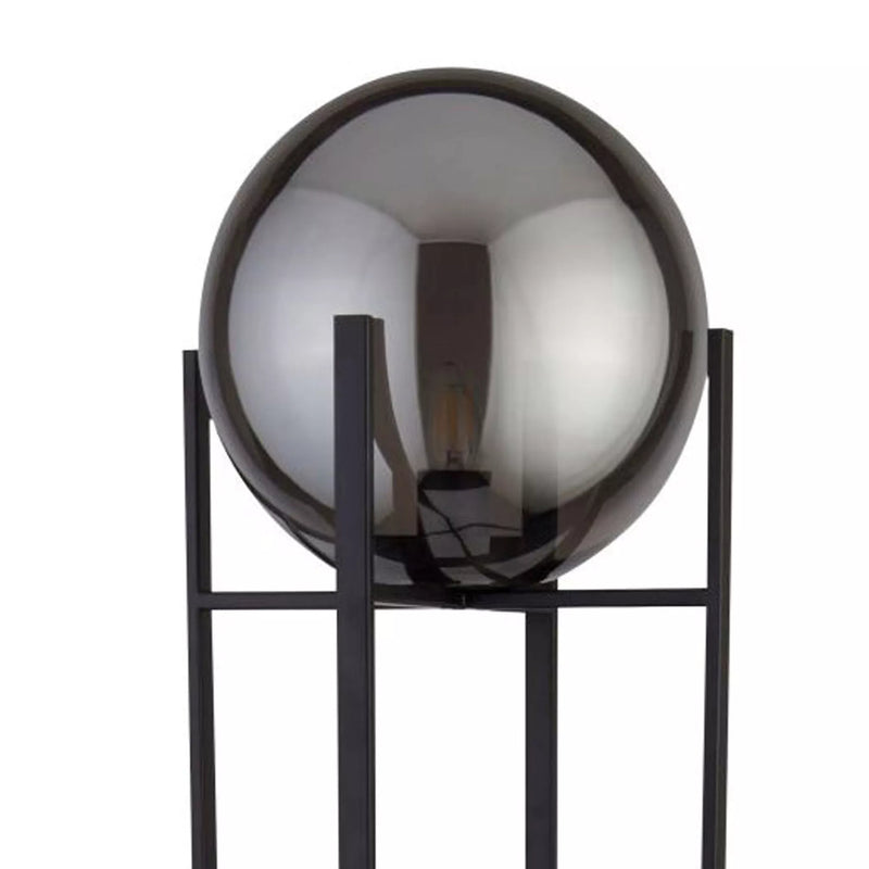 Amsterdam Floor Lamp - Black Metal & Smoked Glass