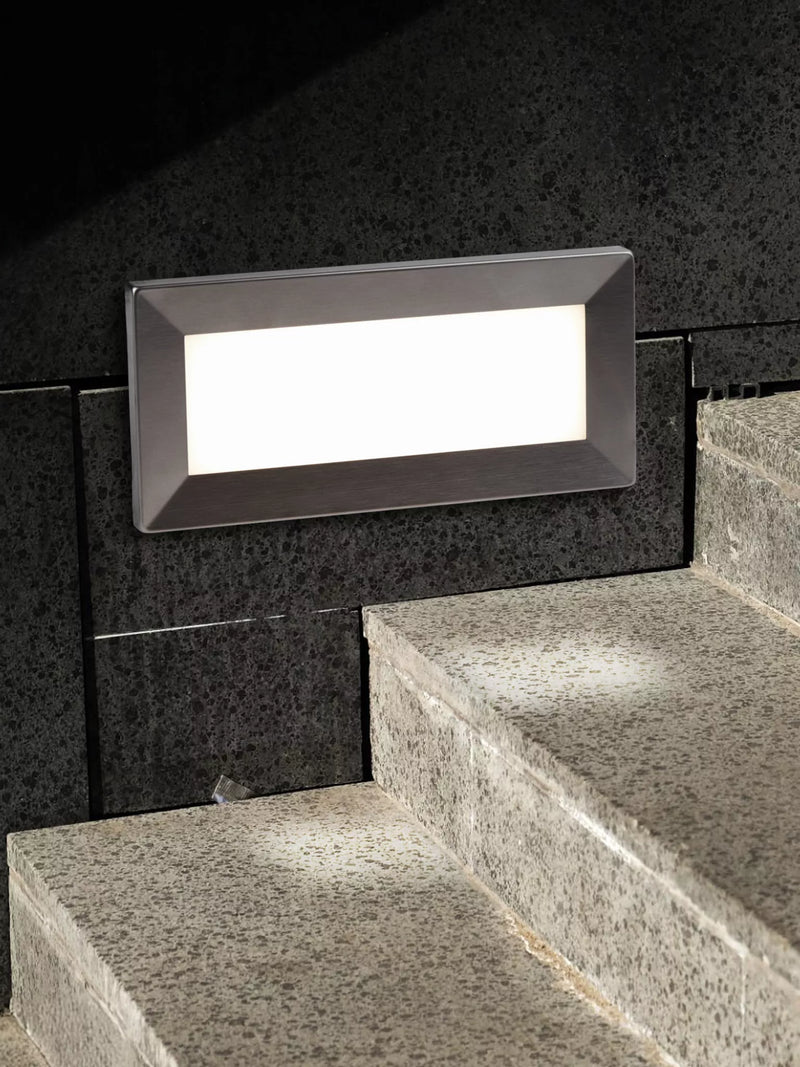 Ankle Outdoor Wall Light- Satin Silver Metal & Polycarbonate