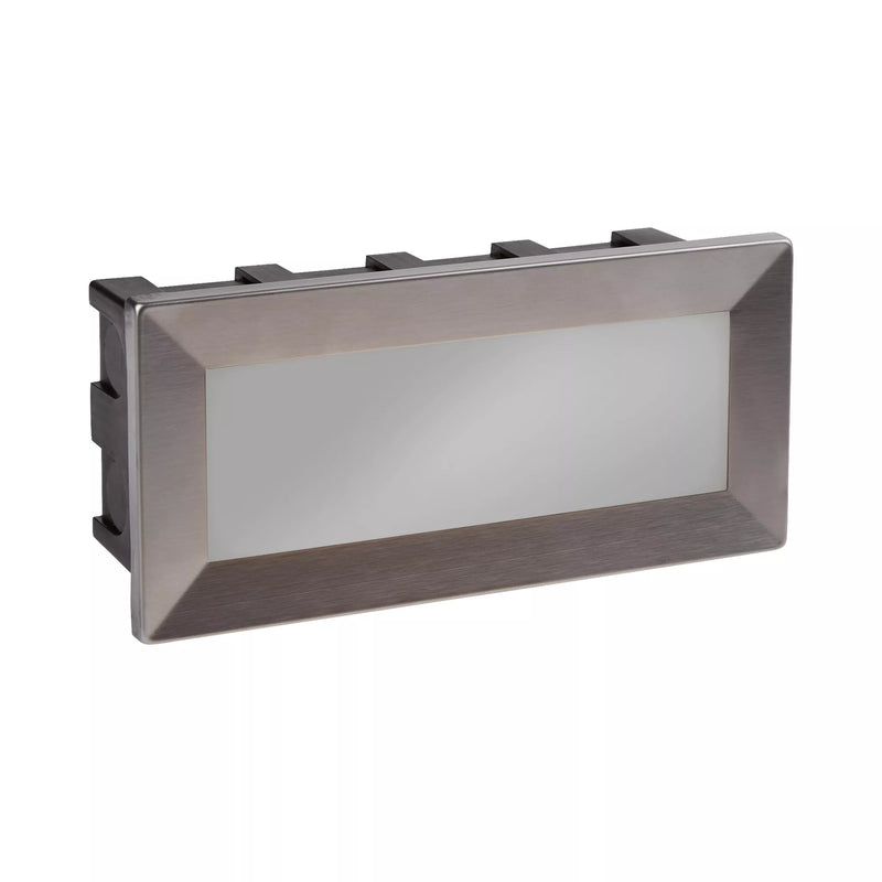 Ankle Outdoor Wall Light- Satin Silver Metal & Polycarbonate