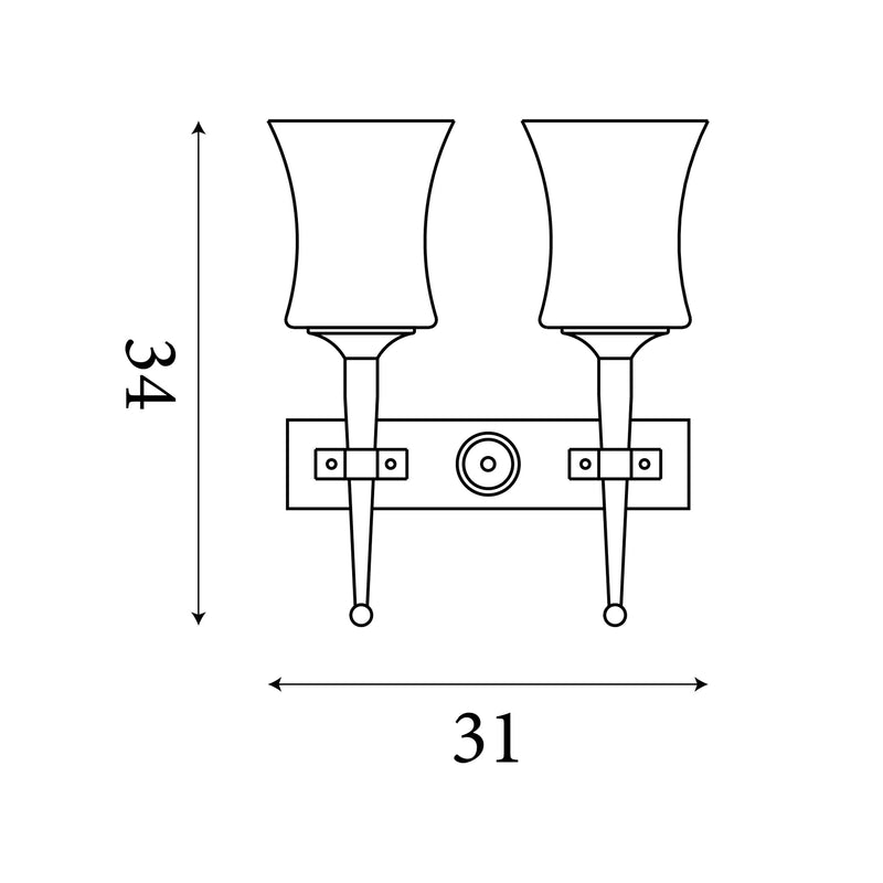 Cartwheel 2Lt Wall Light - Black Metal & Sanded Glass