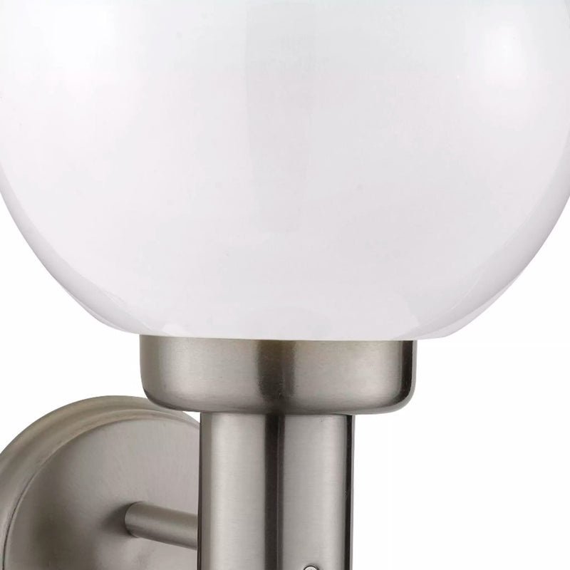 Orb Outdoor Wall Light- Stainless Steel, White Shade