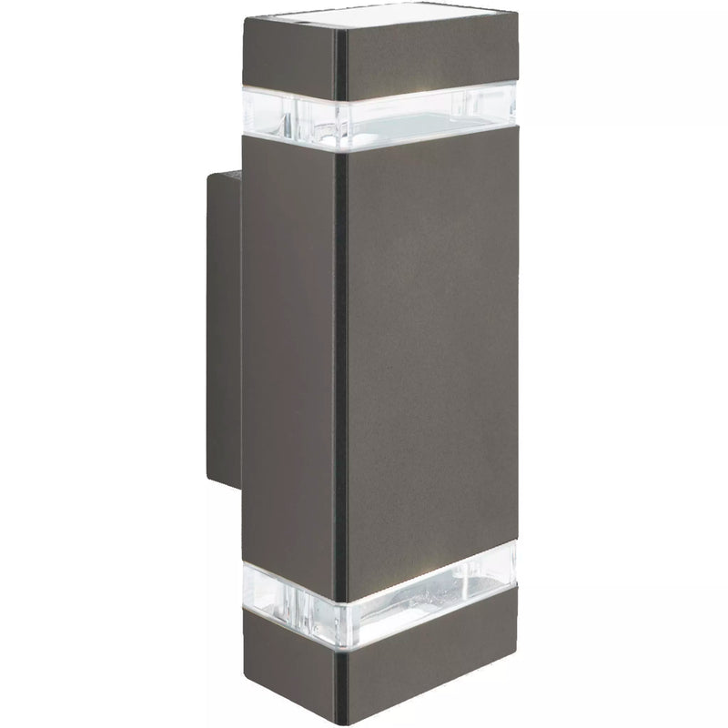Sheffield Outdoor Wall Light - Grey Metal, Glass & Polycarb