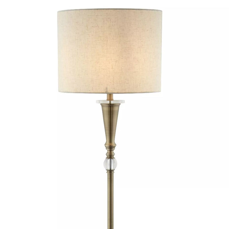 Oscar Floor Lamp - Antique Brass Metal & Linen