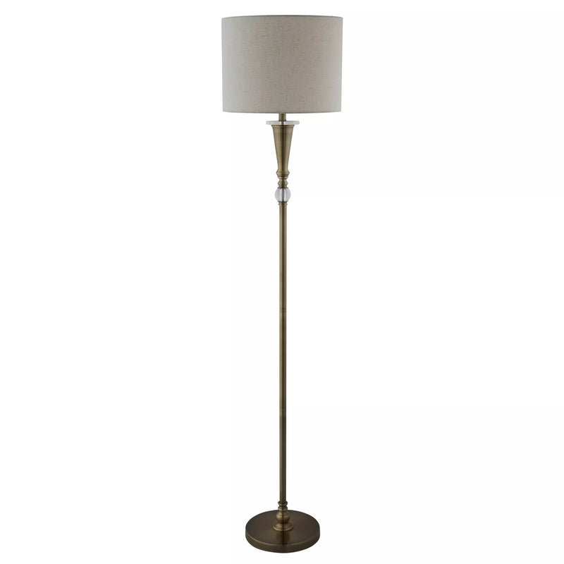 Oscar Floor Lamp - Antique Brass Metal & Linen