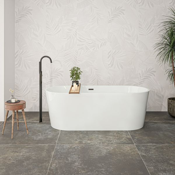 Sample - Forall White Matt Patterned Wall Tile - 1200x400 - Sample Tile