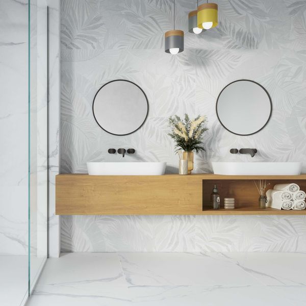 Sample - Forall White Matt Patterned Wall Tile - 1200x400 - Sample Tile
