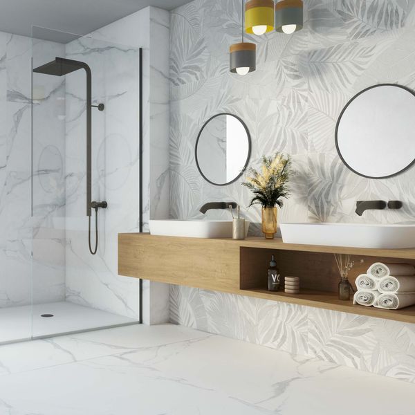 Sample - Forall White Matt Patterned Wall Tile - 1200x400 - Sample Tile