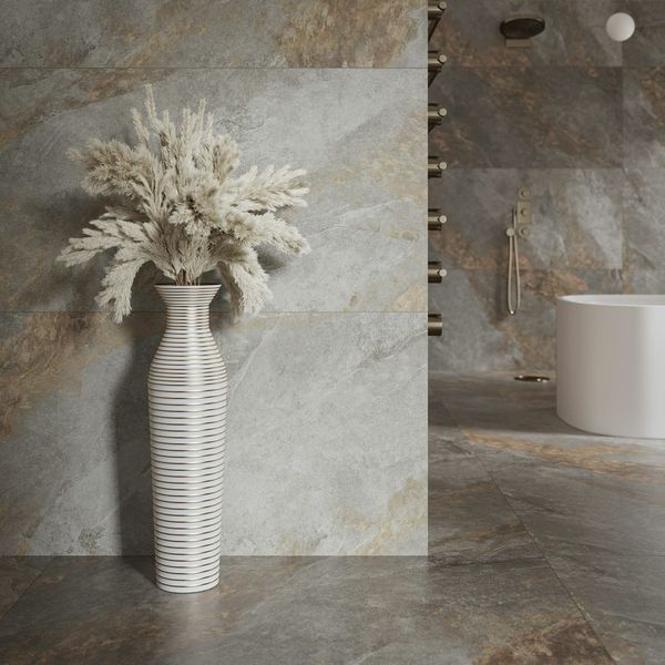 Sample - Matt Auric Light Grey Porcelain Tile -  1197x597- Sample Tile