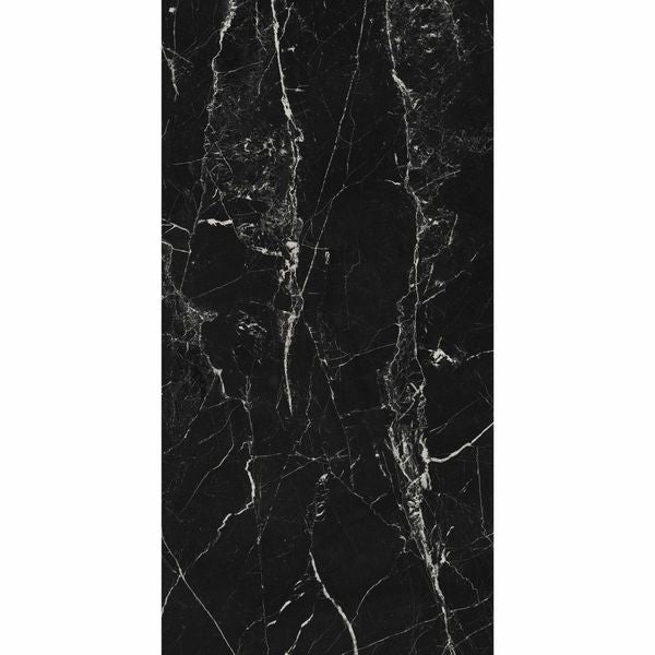 Sample - Matt Marmo Morocco Black Porcelain Tile -  1197x597- Sample Tile