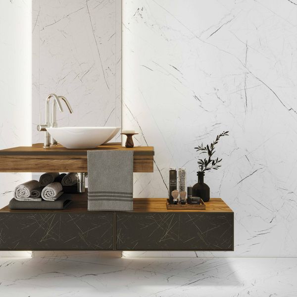 Sample - Matt Marmo Thassos White Porcelain Tile -  1197x597- Sample Tile