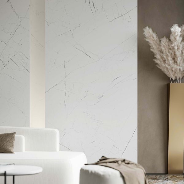 Sample - Matt Marmo Thassos White Porcelain Tile -  1197x597- Sample Tile