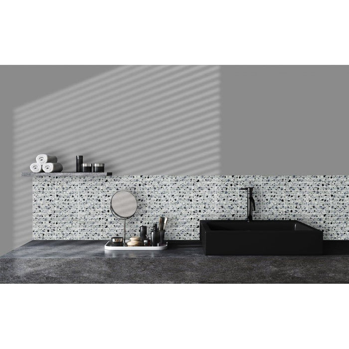 Kit Kat Terrazzo Pearl Grey Mosaic Wall Tile 30cm X 29.6cm