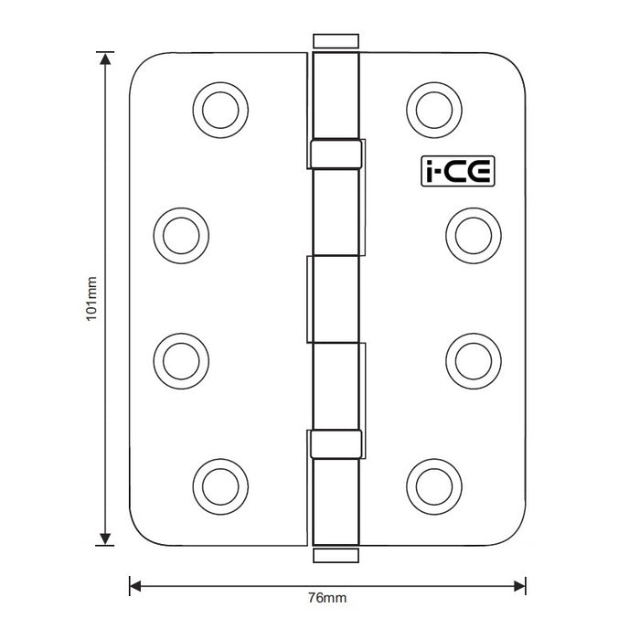 Stainless Steel Ball Bearing Radius Corner Hinge 100mm CE13 Rated Satin