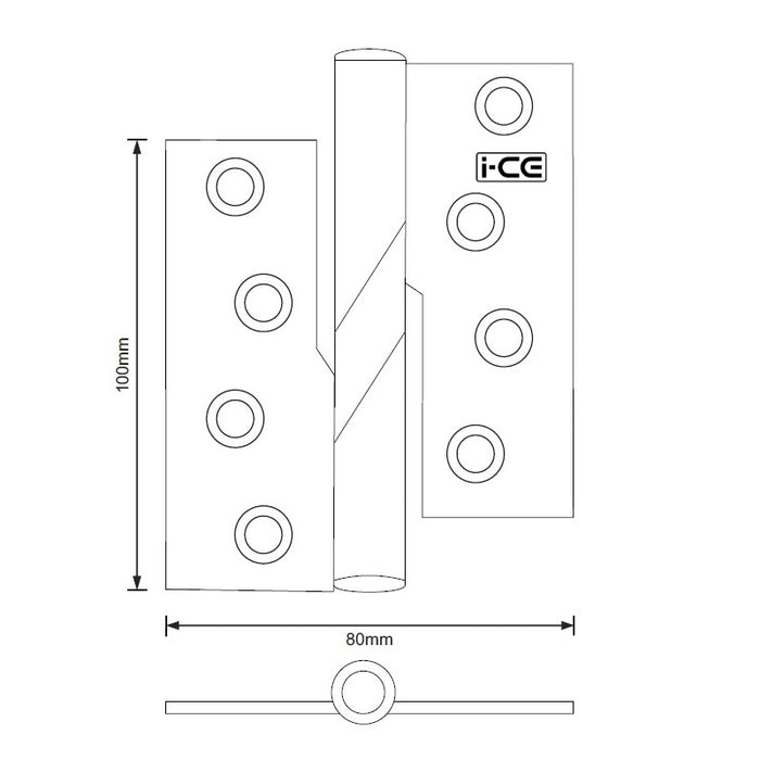 Stainless Steel Rising Butt Hinge (Left Hand) 100mm Satin of Box