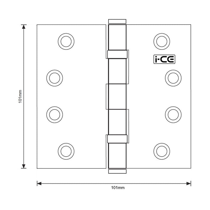 Stainless Steel Ball Bearing Hinge 100mm x 100mm CE13 Rated Satin