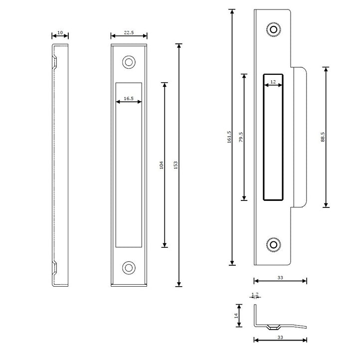 Rebate Set for 3 Lever Sashlock Nickel Plated