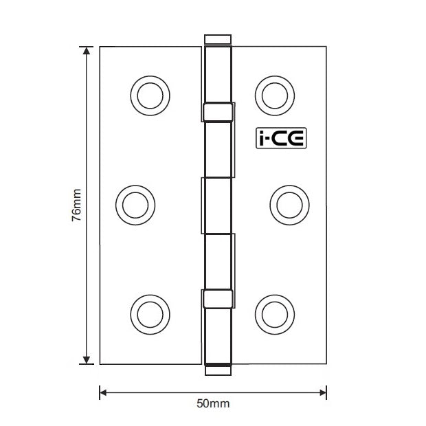 Mild Steel Ball Bearing Hinge 76mm CE7 Rated Electro Brass