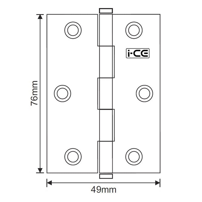 Button Tip Butt Hinge 76mm CE Rated Antique Brass