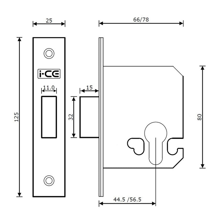 Euro Dead Lock Case 75mm CE Rated Electro Brass
